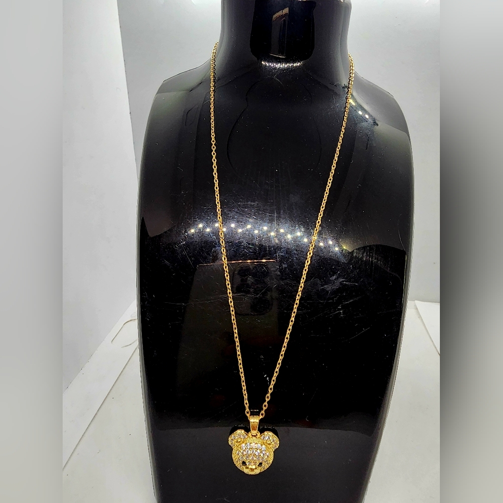 Gold Bear Pendant Necklace